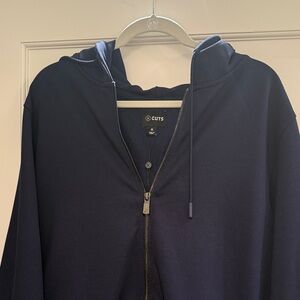 Cuts Clothing Men's Zip Up Navy Sweater